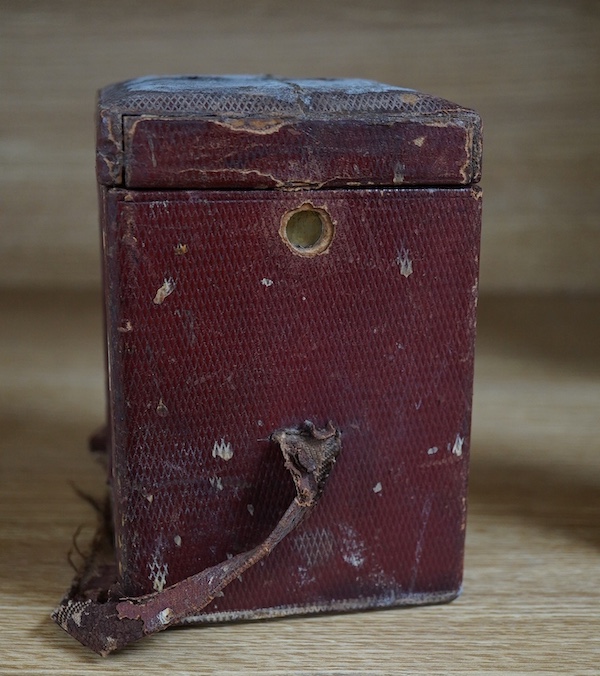 A cased carriage timepiece, P. Orr and Sons, Madras, timepiece 11.5 cm high. Condition- poor to fair